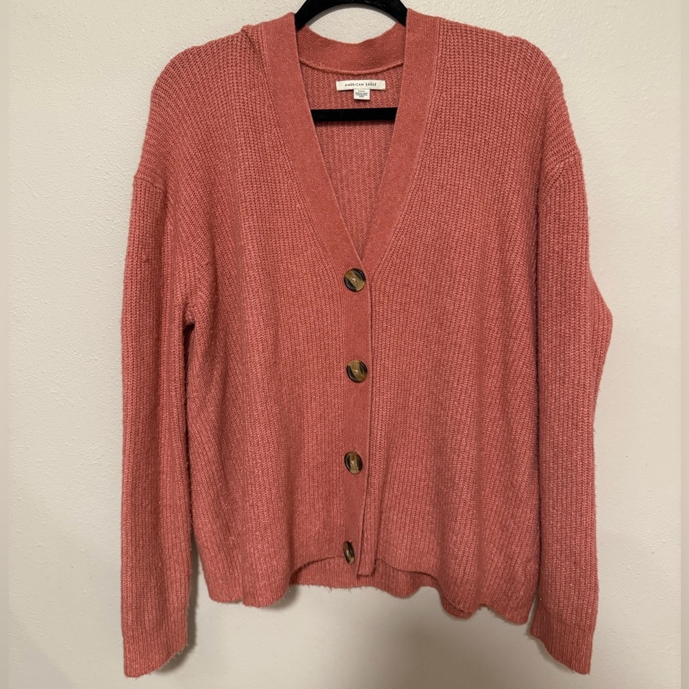 American Eagle Outfitters Coral Button-Up Cardigan